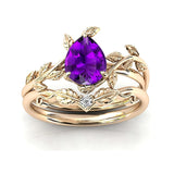 Sterling Silver 10K 14K 18K Gold 1ct Pear Shaped Gemstone Gemstone Engagement Ring Wedding Ring Sets