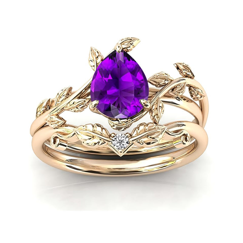 Sterling Silver 10K 14K 18K Gold 1ct Pear Shaped Gemstone Gemstone Engagement Ring Wedding Ring Sets