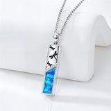 Sterling Silver  Opal Personalized Engraved Bar Pet  Butterfly Dragonfly Tree of Life  Urn Necklace for Ashes