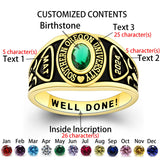 Sterling Silver Personalized Birthstone Engraved Class Rings for Women Graduation Gift