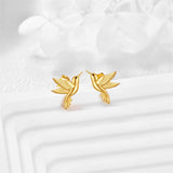 14k Gold Hummingbird Stud Earrings