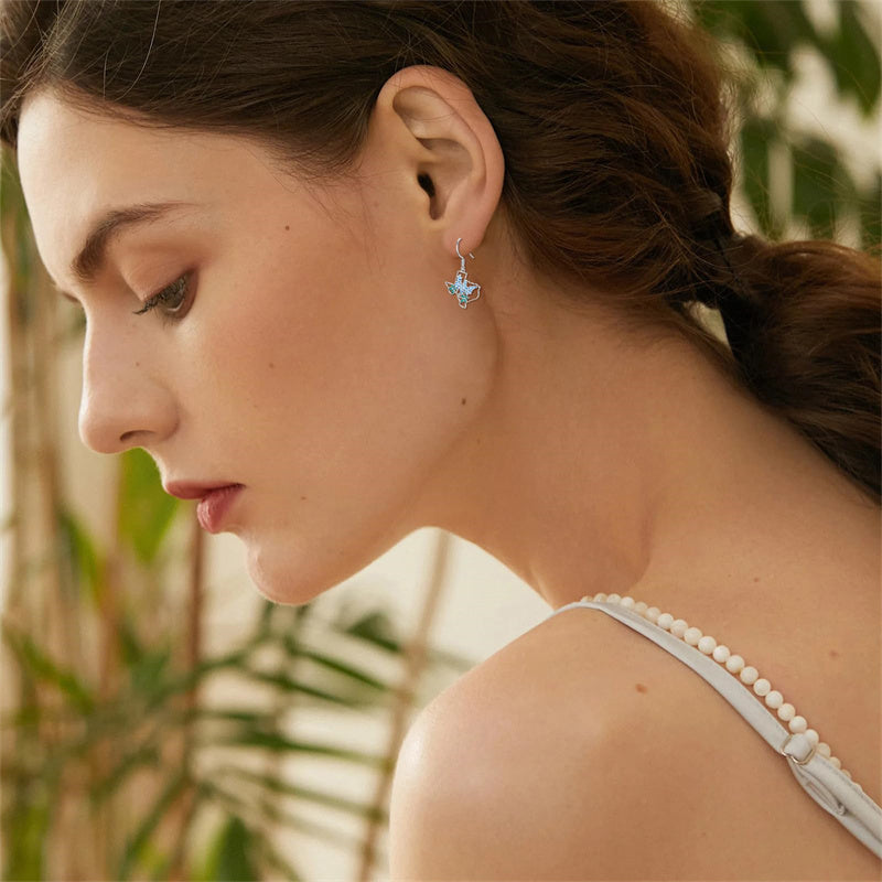 Sterling Silver Texas State Map Flag Dangle Earrings