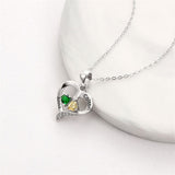 10K 14K 18K Gold Personalized 2 Birthstone Engravd Heart Pendant Necklace