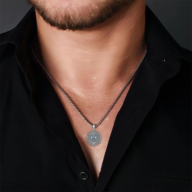 Sterling Silver Medusa Triple Moon Goddess Athena Pendant Necklace for Women