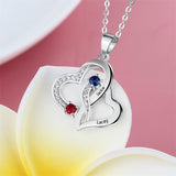 10K 14K 18K Gold Personalized  Birthstone Name Heart Pendant Necklace