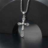 Sterling Silver Cross Christian Pendant Necklace for Men