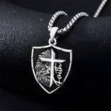 Sterling Silver Faith Bible Lion Pendant Necklace for Men