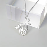 Sterling Silver Horse and Girl Pendant Necklace