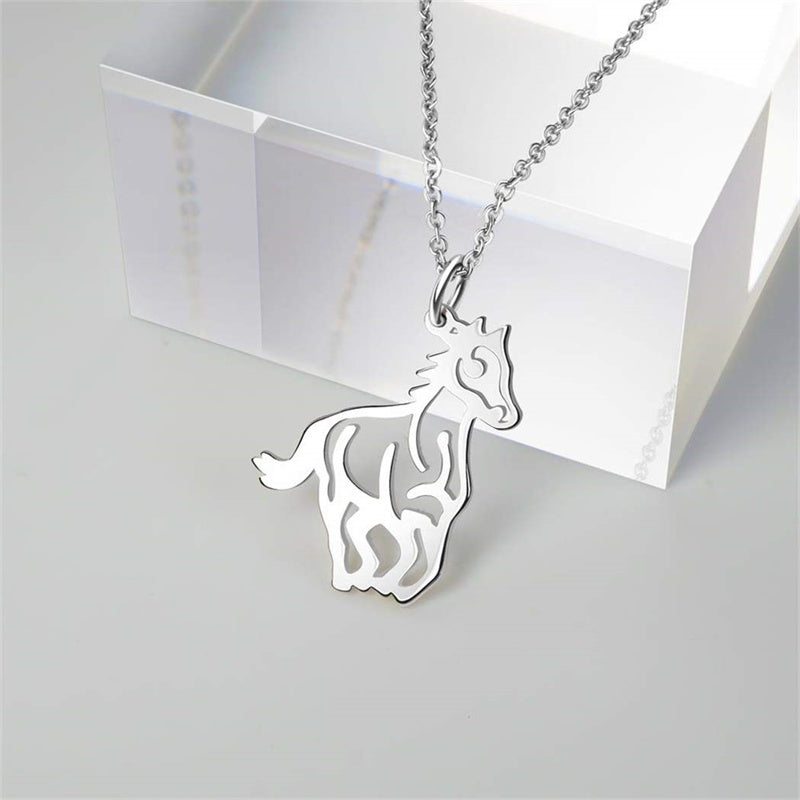 Sterling Silver Horse and Girl Pendant Necklace