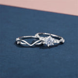 Sterling Silver Moissanite Wedding Ring Set for Women