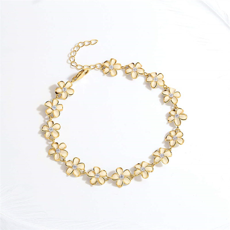 Sterling Silver Daisy Flower Bracelet