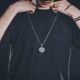 Sterling Silver Memento Mori Gothic Skull Amulet Pendant Necklace for Men