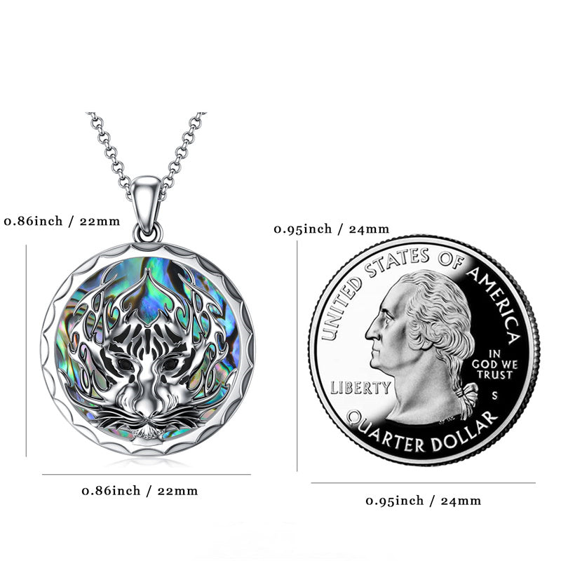 Sterling Silver Aztec Lion Cross Pendant Necklace