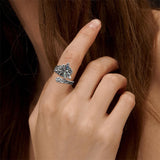 Sterling Silver Vintage Abalone Shell Dragonfly Sunflower Spoon Ring and Turquoise Dragonfly Earrings Set