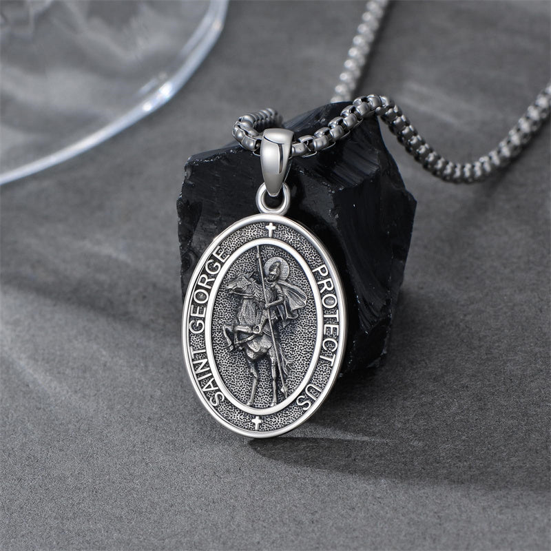 Sterling Silver St Anthony Francis Joseph Peregrine Raphael Sebastian Medal  Protection Pendant Necklace