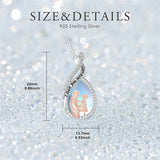 Sterling Silver Moonstone Father-Daughter Pendant Necklace Engraved with I Love You Forever