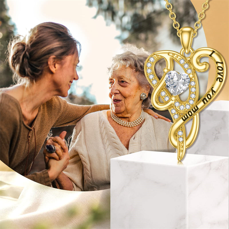 10K 14K 18K  Gold Personalized  Birthstone Name Heart Pendant Necklace