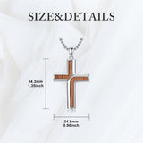 Sterling Silver Wooden Cross Pendant Necklace