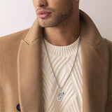 Sterling Silver Antler Fish Hook Pendant Necklace for Men