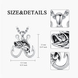 Sterling Silver Antler Fish Hook Pendant Necklace for Men