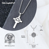 Sterling Silver 12 Constellation Cross Pendant Necklace