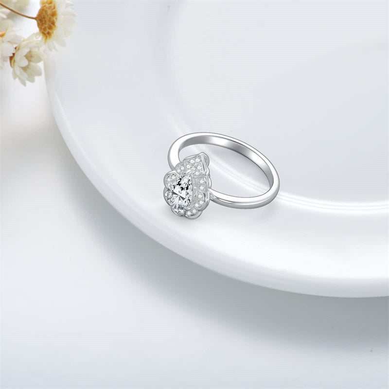 Sterling Silver Personalized Engraved Moissanite Engagement Wedding Anniversary Ring
