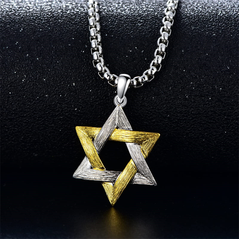Sterling Silver Star of David Pendant Necklace for Men