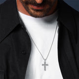 Sterling Silver Cross Christian Pendant Necklace for Men