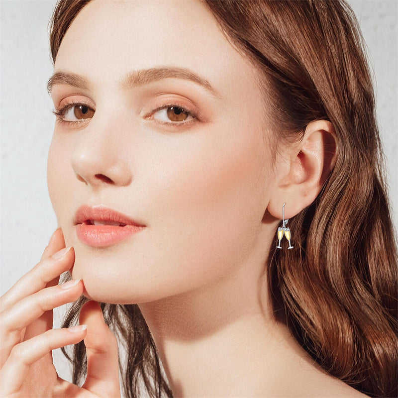 Sterling Silver Champagne Leverback Earrings