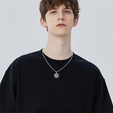 Sterling Silver Mountain & Compass Pendant Necklace