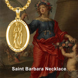 Sterling Silver Saint Barbara Goddess Amulet Pendant Necklace