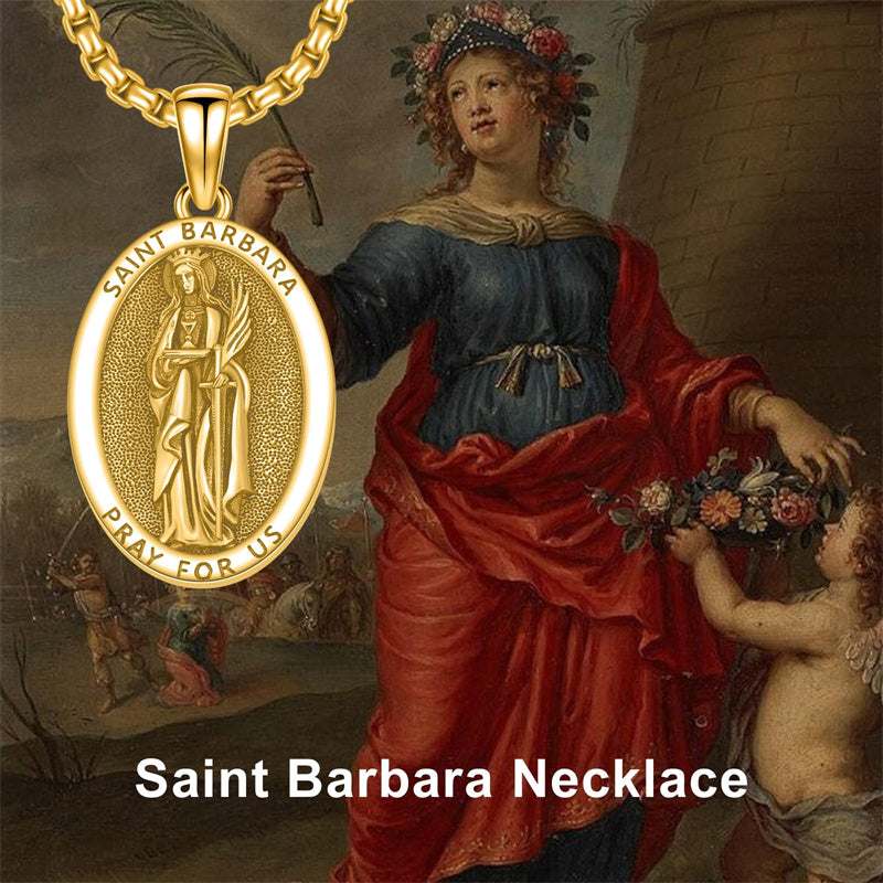 Sterling Silver Saint Barbara Goddess Amulet Pendant Necklace