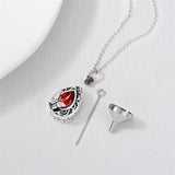 Sterling Silver Personalized Red Cubic Zirconia Butterfly Hummingbird Urn Necklace for Ashes