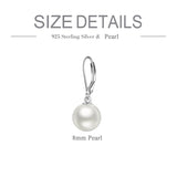 Sterling Silver Pearl Leverback Earrings