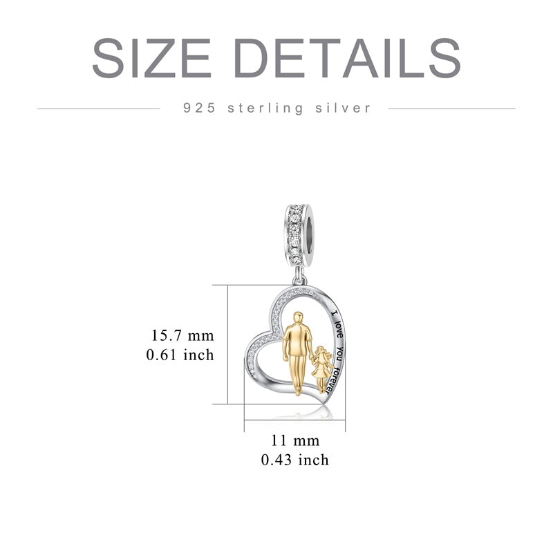 Sterling Silver Father Daughter Mother Daughter Charm Beads