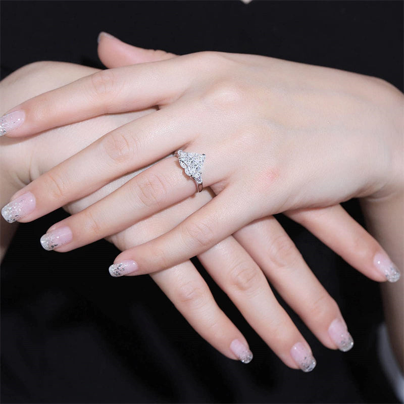 Sterling Silver 3 carat Heart Shape Moissanite Engagement Ring