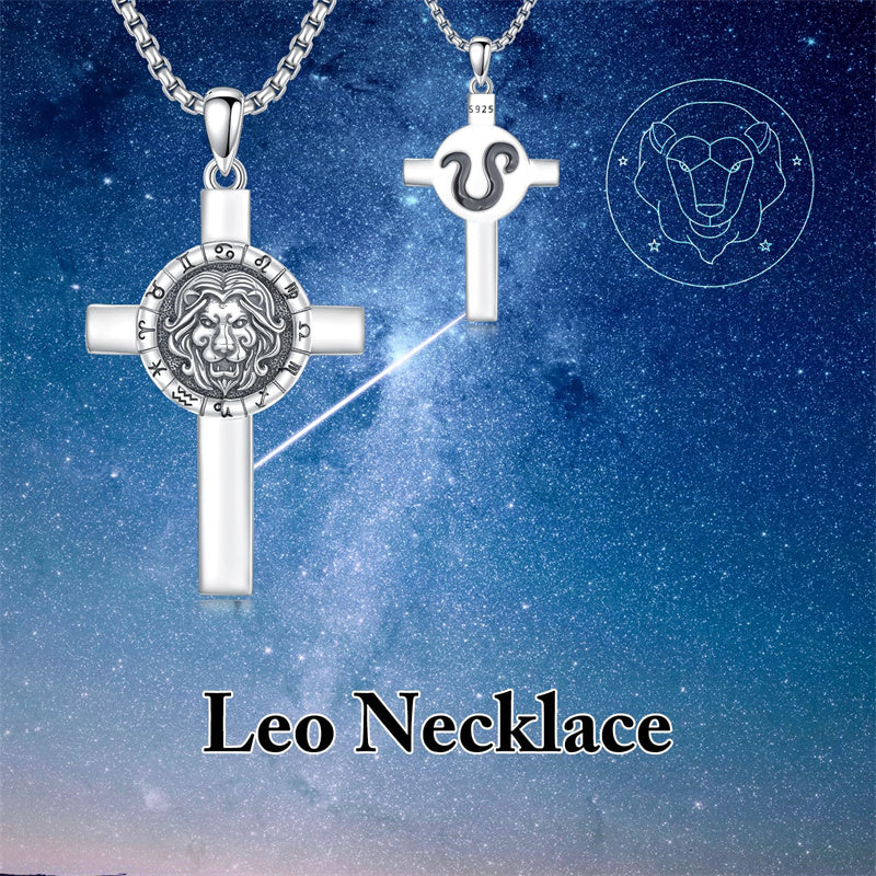 Sterling Silver 12 Constellation Cross Pendant Necklace