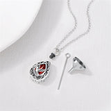 Sterling Silver Personalized Red Cubic Zirconia Butterfly Hummingbird Urn Necklace for Ashes