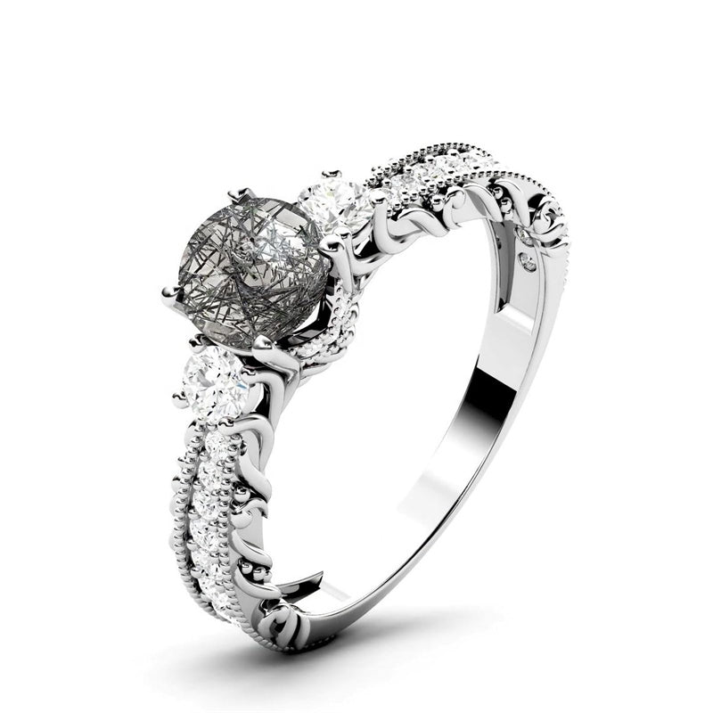 Sterling Silver 10K 14K 18K Personalized Engraved 1 Carat  Round Birthstone Engagement Ring