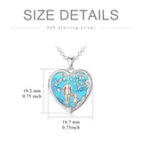 Sterling Silver Personalized Photo Abalone Shell Turquoise Malachite Father Daughter Pendant Necklace