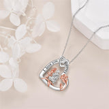 Sterling Silver Heart Father Daughter Pendant Necklace for Daughter