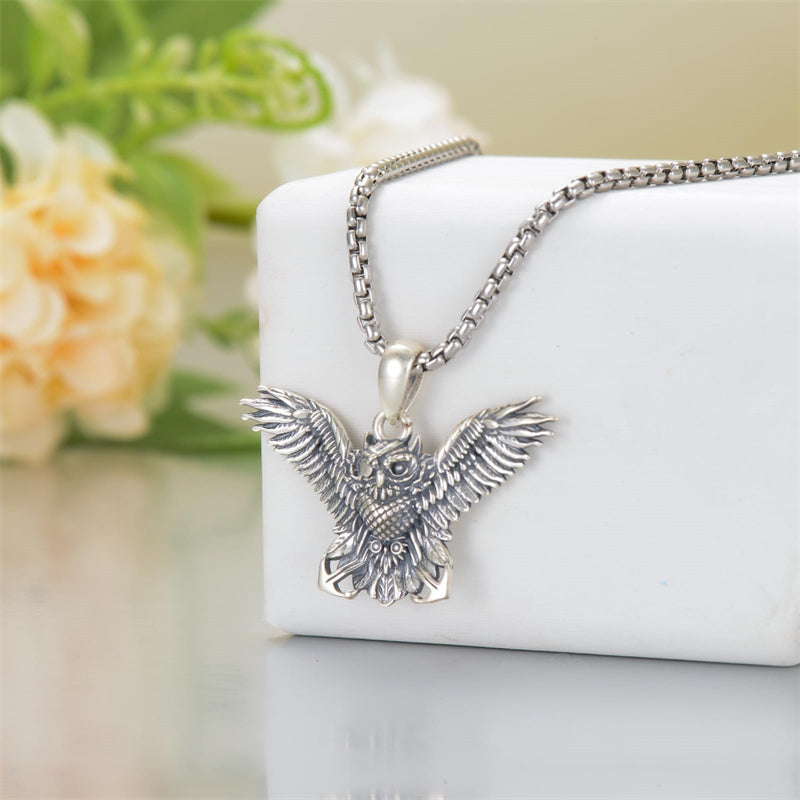 Sterling Silver Lion Tiger Satanic Goat Owl Scorpion Eagles Deer Pendant Necklace for Men