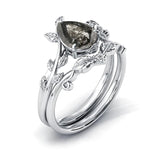 Sterling Silver 10K 14K 18K Gold 1ct Pear Shaped Gemstone Gemstone Engagement Ring Wedding Ring Sets