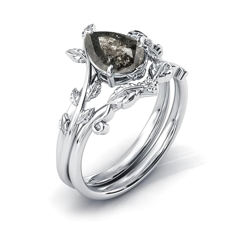 Sterling Silver 10K 14K 18K Gold 1ct Pear Shaped Gemstone Gemstone Engagement Ring Wedding Ring Sets