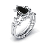 Sterling Silver 10K 14K 18K Gold 1ct Pear Shaped Gemstone Gemstone Engagement Ring Wedding Ring Sets