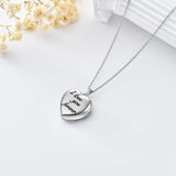 Sterling Silver Personalized Photo Blue Opal Luminous Stone Pink Opal Father Daughter Pendant Necklace