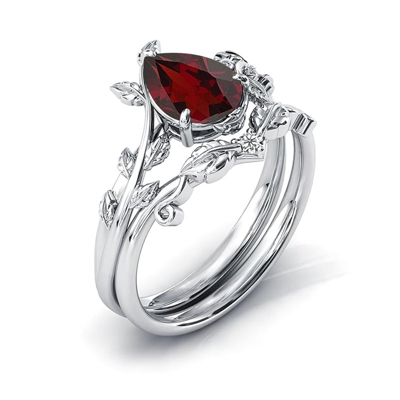 Sterling Silver 10K 14K 18K Gold 1ct Pear Shaped Gemstone Gemstone Engagement Ring Wedding Ring Sets