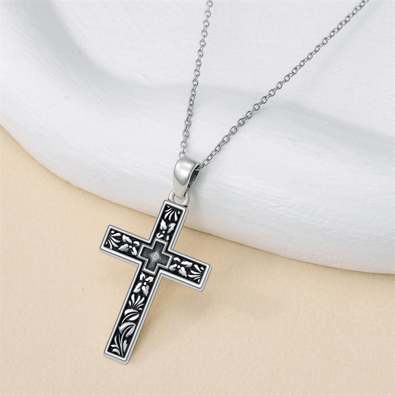 Sterling Silver Filigree Cross Pendant Necklace for Women