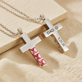 Stainless Steel Personalized Engraved Birthstone Cross Urn Necklace