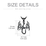 Sterling Silver Fish Hook& Antler Duck Pendant Necklace for Men